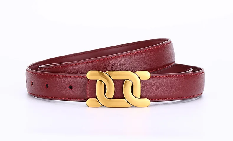 Modischer burgunderroter Damengürtel aus echtem Leder, Rindsleder-Trend, All-Match-Taillengürtel für Damen – Detail 1