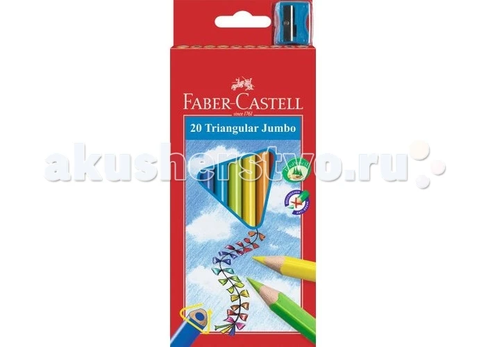 Faber-Castell Цветные карандаши Jumbo в картонной коробке 20 шт. точилка |
