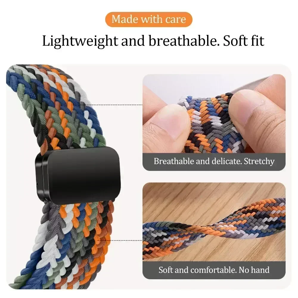 Enhanced Nylon Strap with Adjustable Magnetic Wristband, Available in 20mm and 22mm Sizes