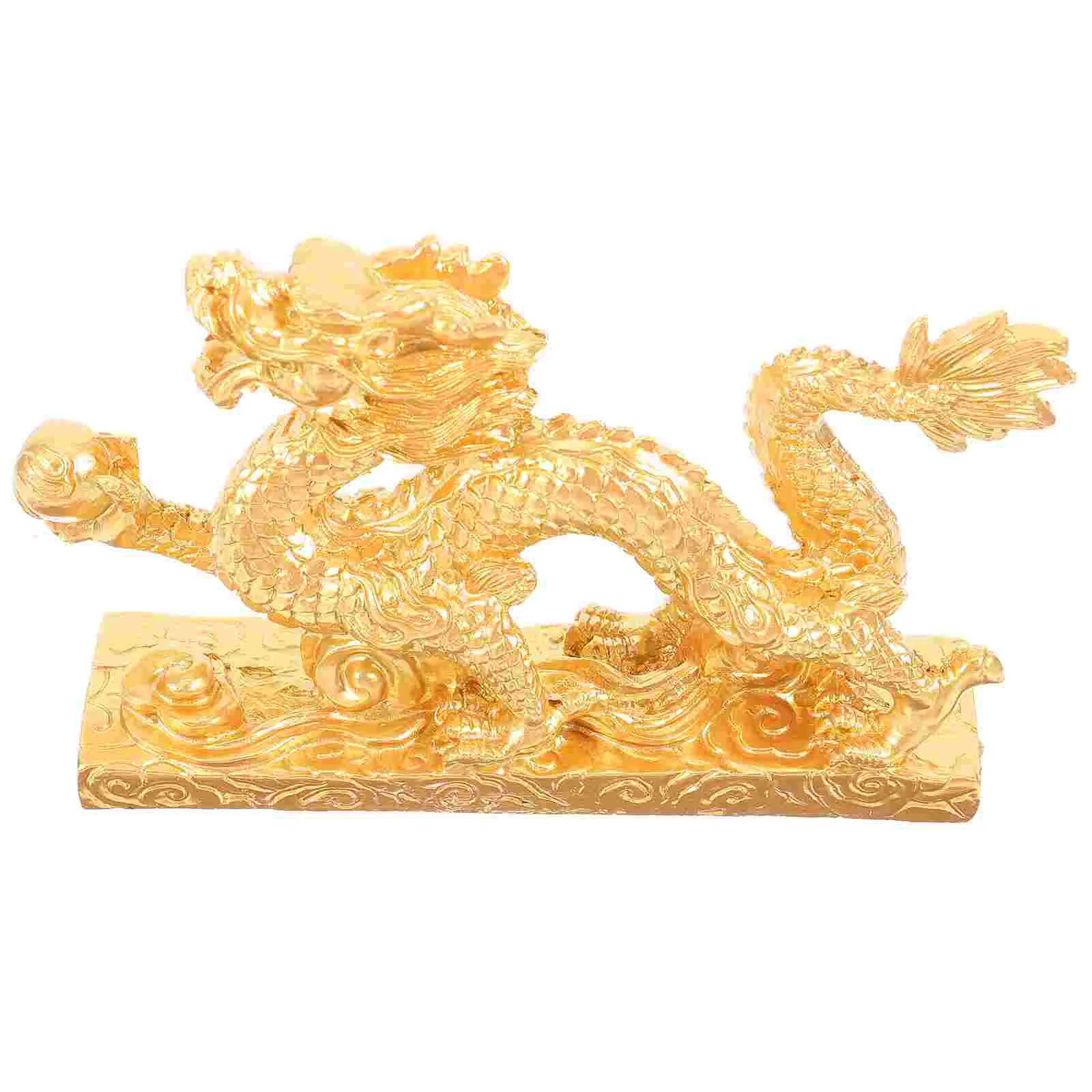 

Chinese Dragon Figurine Resin Gold Fengshui Dragon Statue Tea Pet Dragon Sculpture Collectibles