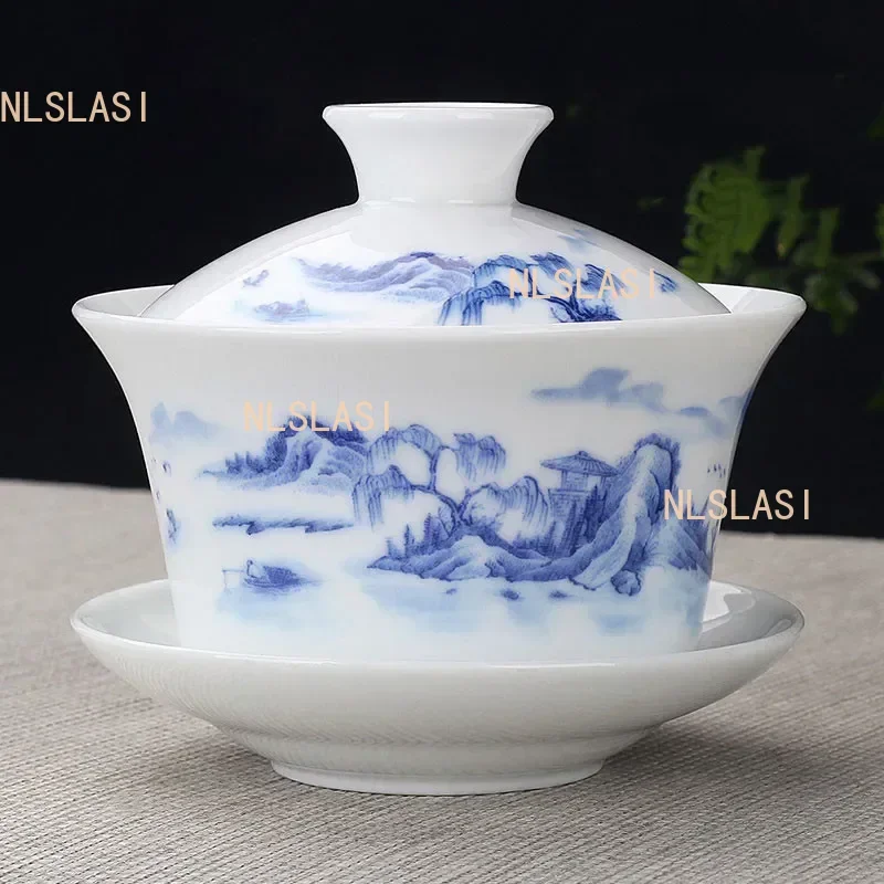 Jingdezhen Ceramic Gaiwan Teacup handmade Tea Tureen Boutique tea bowl Chinese Porcelain Teaware Accessories Drinkware tea set