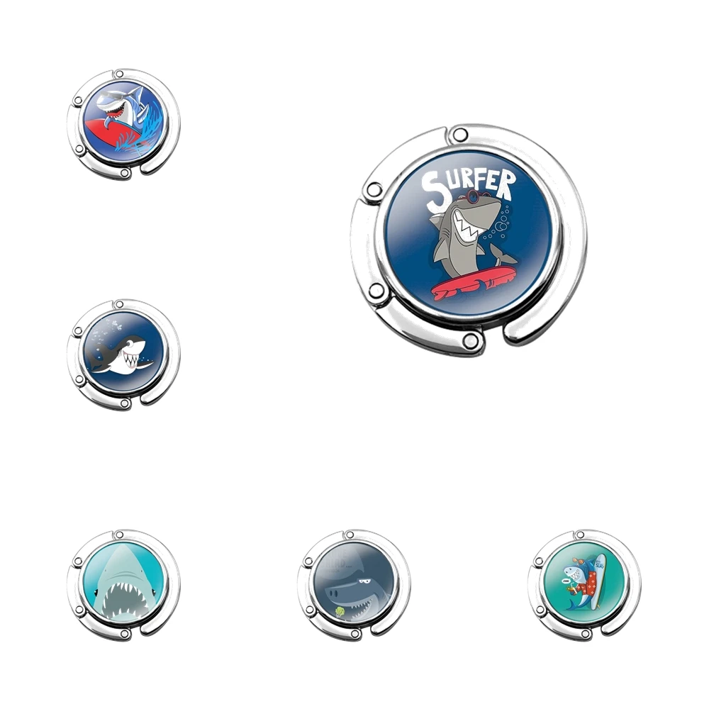 

cute cartoon shark Foldable Purse Hook for Women's Table Handbag Storage Folding Decor Table Hook