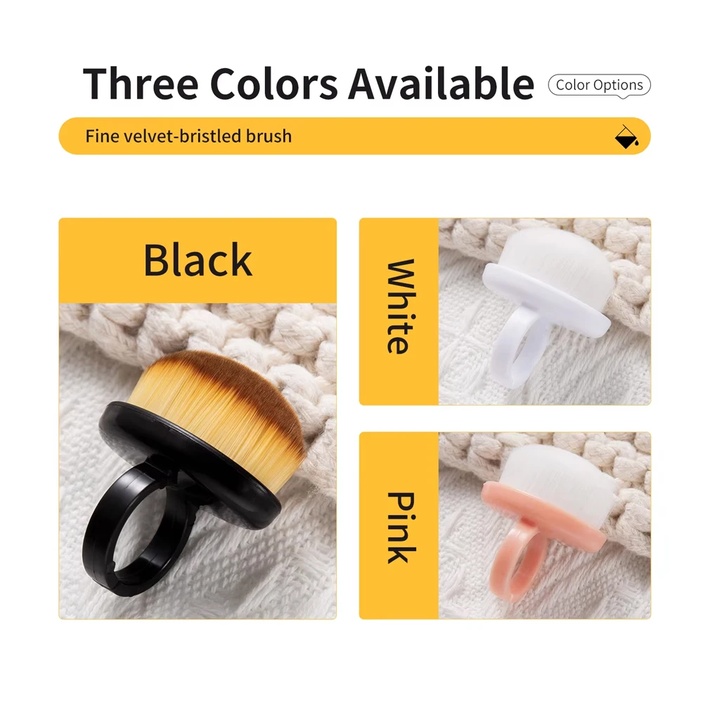 1/10Pcs Manicure Dust Clean Brush Finger Ring Duster Soft Hair Nail Polish Powder Dusting Tools Nail Art Dense Bristles Brush 5