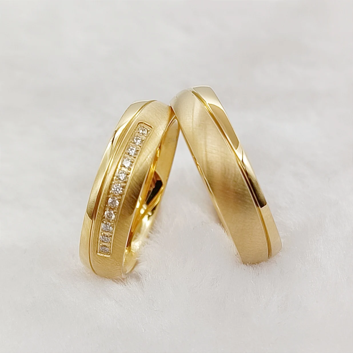 

Wholesale Jewelry Wedding Engagement Ring Bridal Sets For Couples Ladies Alliance 24k Gold Filled Fine Jewelry Rings Pair