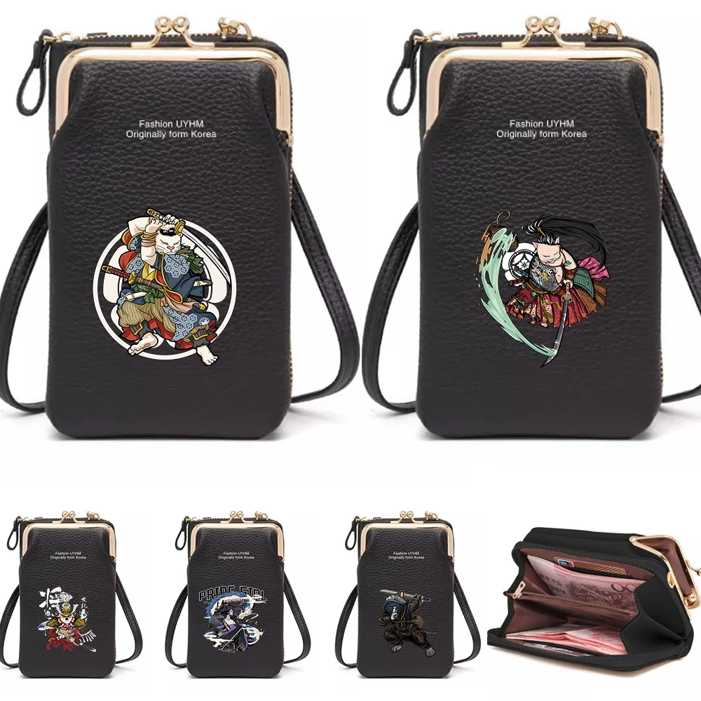 Women's Messenger Bag Shoulder Mobile Phone Bags Small PU Leather Crossbody Wallet Ladies Card Holder Coin Purse Samurai Series