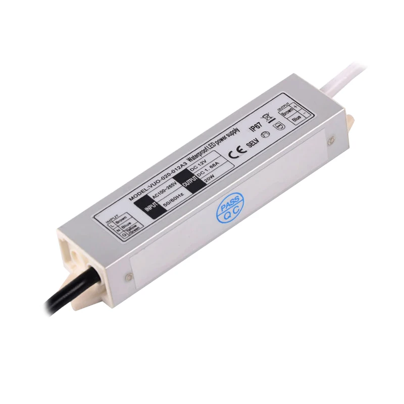 야외 스트립 조명 변압기 스위칭 전원 공급 장치, 슬림 미니 LED 드라이버 어댑터, AC100-240V to DC 12V IP67, 12W, 20W, 30W