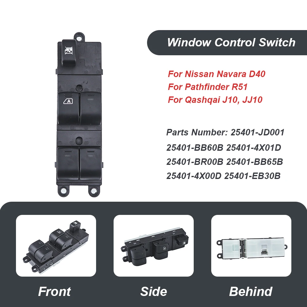 

Master Electric Power Window Lifter Switch For Nissan Qashqai J10 2.0 dCi 4WD Navara D40 Vehicles Car QZ 25401JD001 25401BB60B