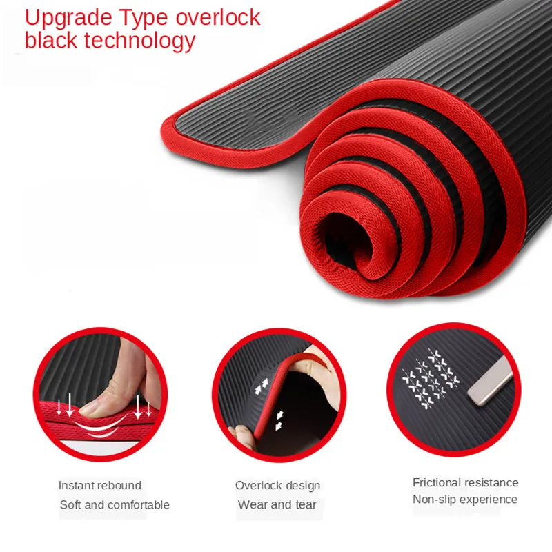 10MM Extra Thick 183cmX61cm High Quality NRB Non-slip Yoga Mats For Fitness Tasteless Pilates Gym Exercise Pads with Bandages