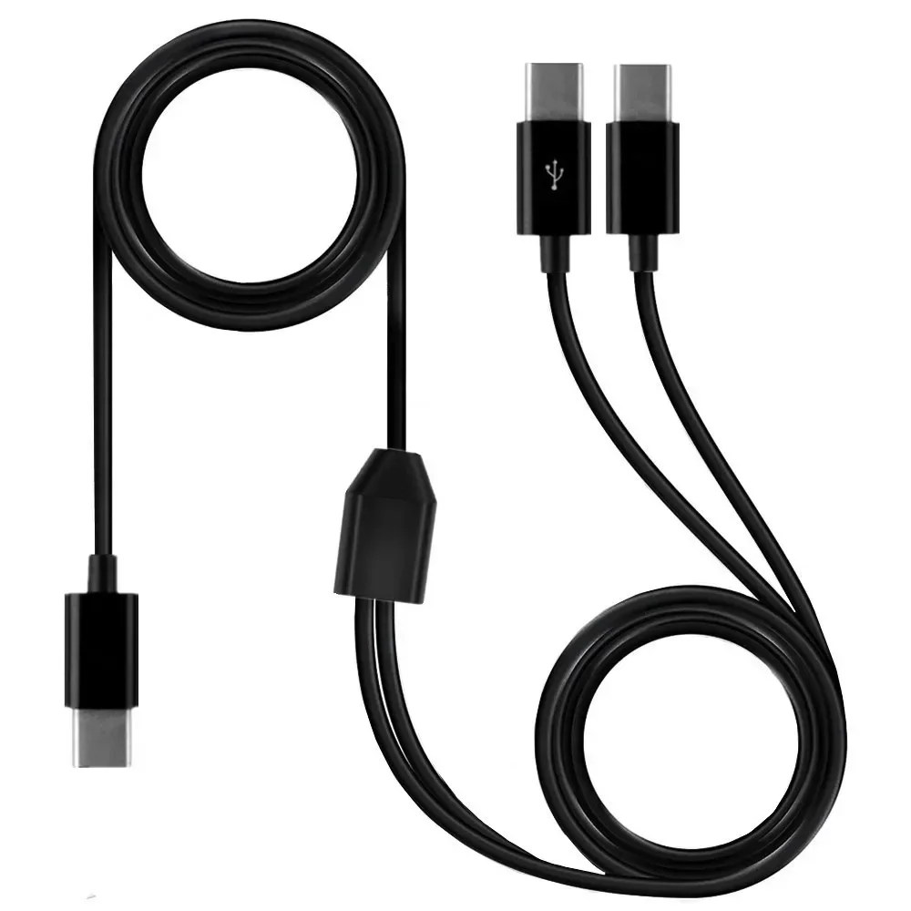 USB-C Male Splitter Y Adapter Cable for Data Sync and Charging - Multiple Lengths Available