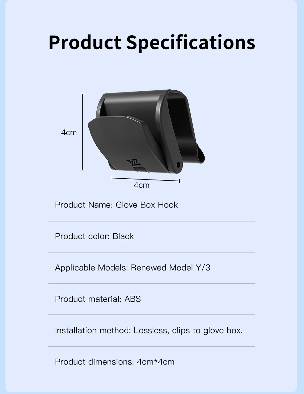 For Tesla Model 3/Y 2024 2025 Highland Juniper Glove Box Hook Co-pilot Buckle I