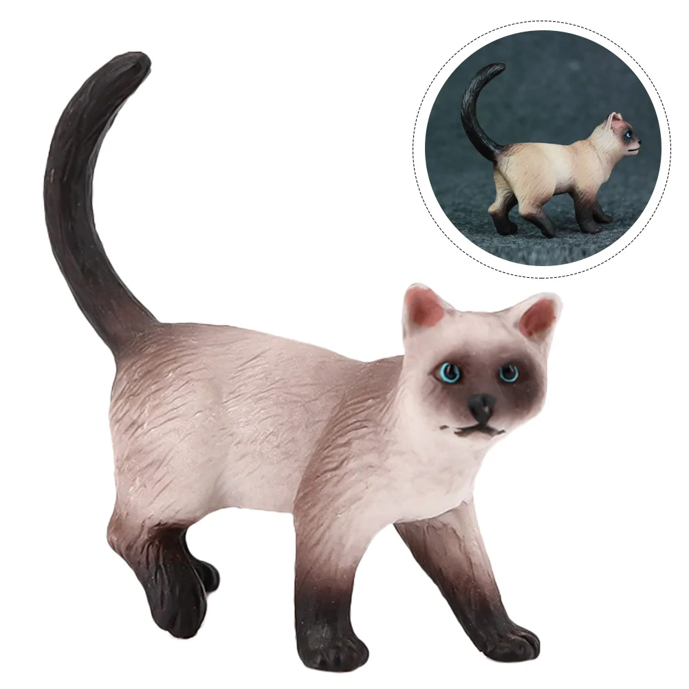 

Cat Figurines Siamese Ornament Mini Plastic Animals Kid Educational Model