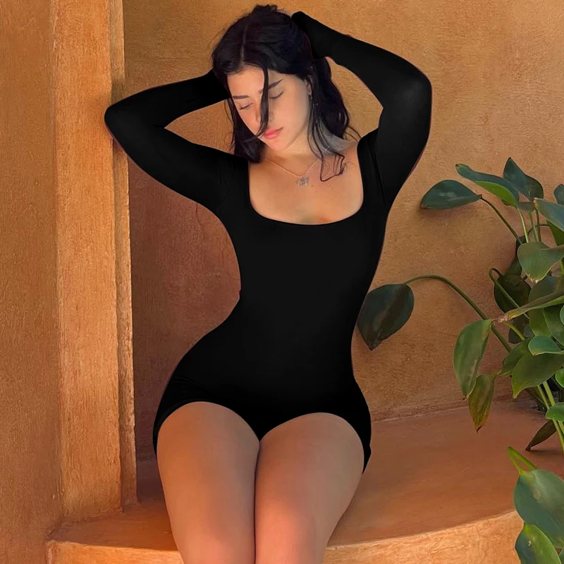Solid Color Long Sleeved U-neck Jumpsuit Sport for Yoga 2023 Autumn High Waist Hip Lift Sexy Women's Clothing Lanyard Jumpsuit