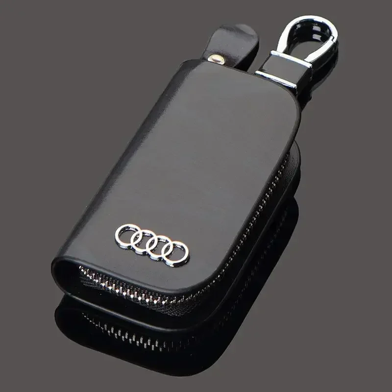 Leather Car Logo Key Case Cover and Key Chain Protective Bag