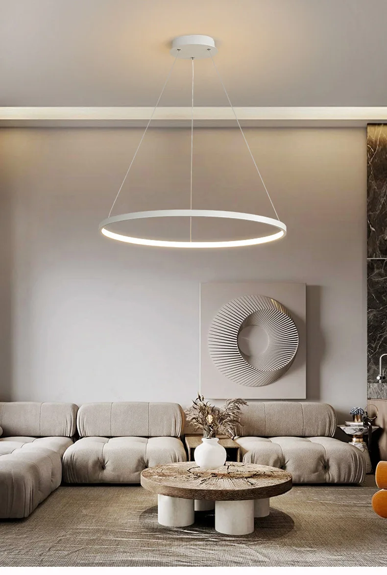 Nordic Single Ring Led Chandelier Indoor Lighting for Dining Table Living Room Bedroom Minimalism Aluminium Circle Pendant Lamp led chandelier