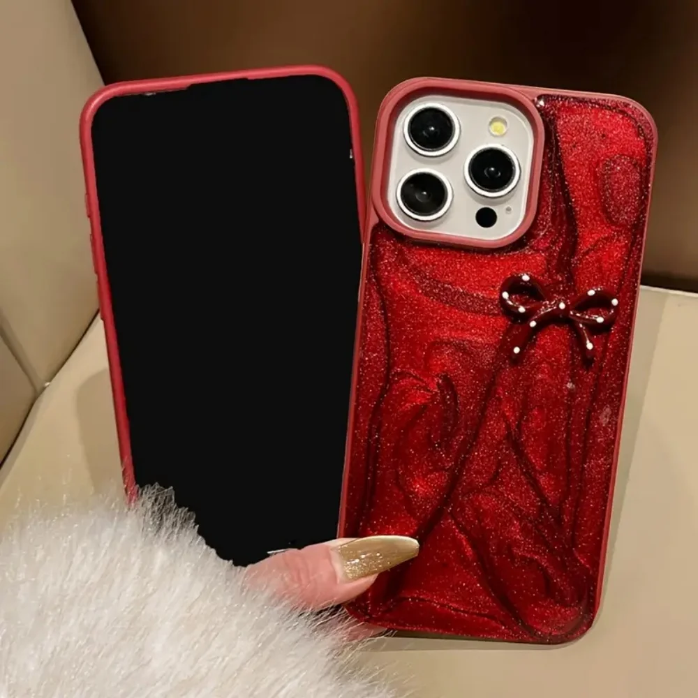 Luxury Shiny Polka Dot Bowknot Phone Case - Fashion Shockproof Protective Cover