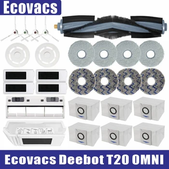 Ecovacs Deebot T20 옴니 액세서리 메인 사이드 브러시 걸레 천, HEPA 필터 먼지 봉투 교체 예비 부품