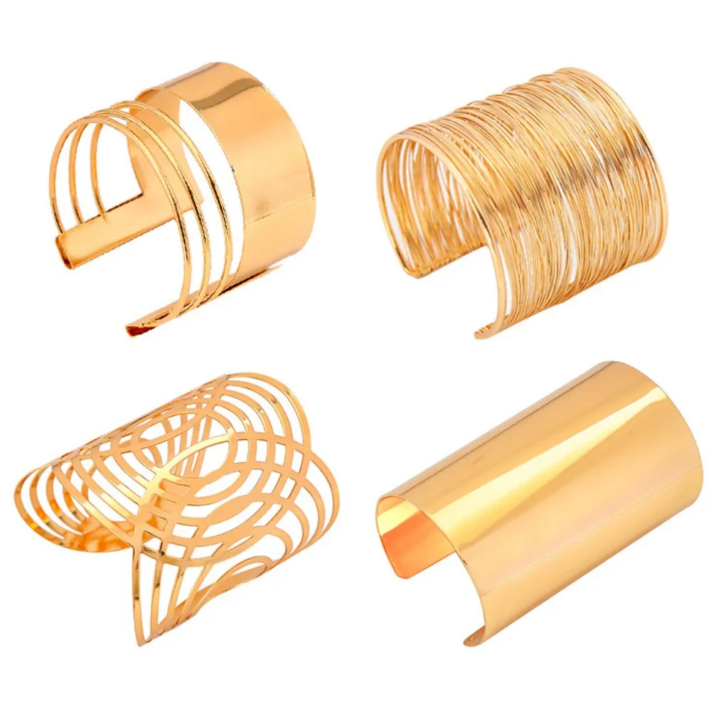 Exaggerate Punk Wide Cuff Bangles For Women Men Vintage Gold Silver Color Bracelet Boho Fashion Pulseras Jewelry DIEZI