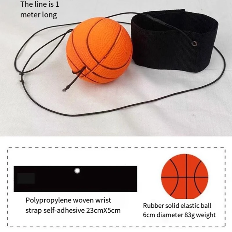 6 Pcs Wrist Return Ball Sports Wrist Ball Includes Basketball, Baseball And Football On A String Rubber Rebound