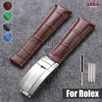 20mm Genuine Leather Watch Band for Rolex Water Ghost SUBMARINER Yacht-Master DAYTONA GMT Slub Cowhide Straps Watch Accessories
