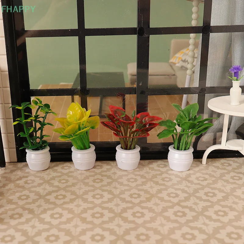 Miniature Ornament Miniature Scenery Material 1PC Doll House Mini Plant Model Mini Green Plant Potted Outdoor Landscape Flower Bed