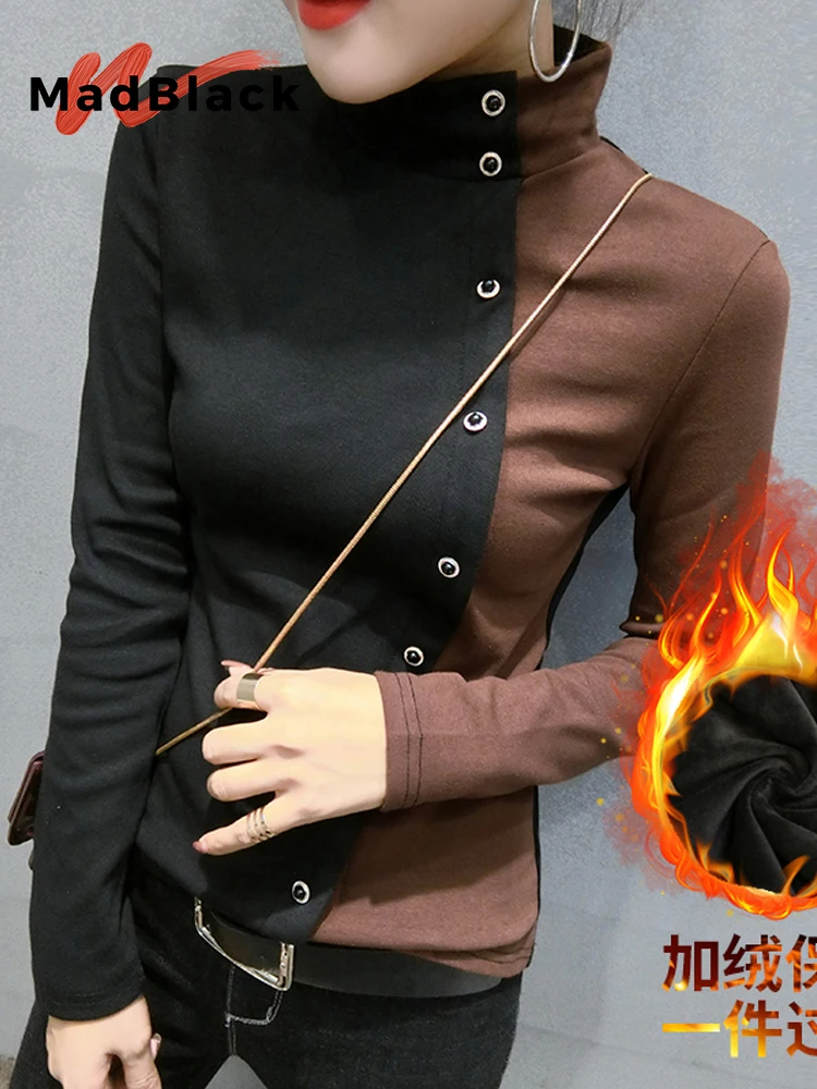 

Женская хлопковая футболка с длинным рукавом, с ложным воротником