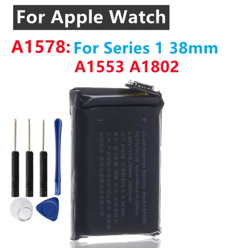 BATTERIA A1578 PER APPLE WATCH SERIE 1 GENERAZIONE A1553 A1802 38 MM 205 mAh
