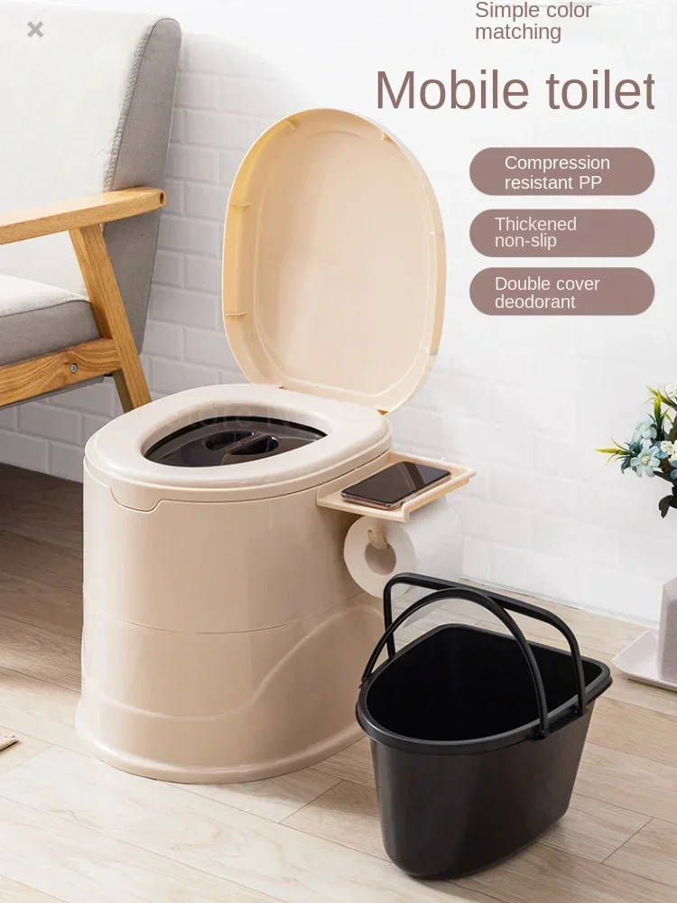 Portable Toilet Portable Toilet for Elderly & Pregnant Simple Bedroom Movable Spittoon Adult Household Plastic Toilet