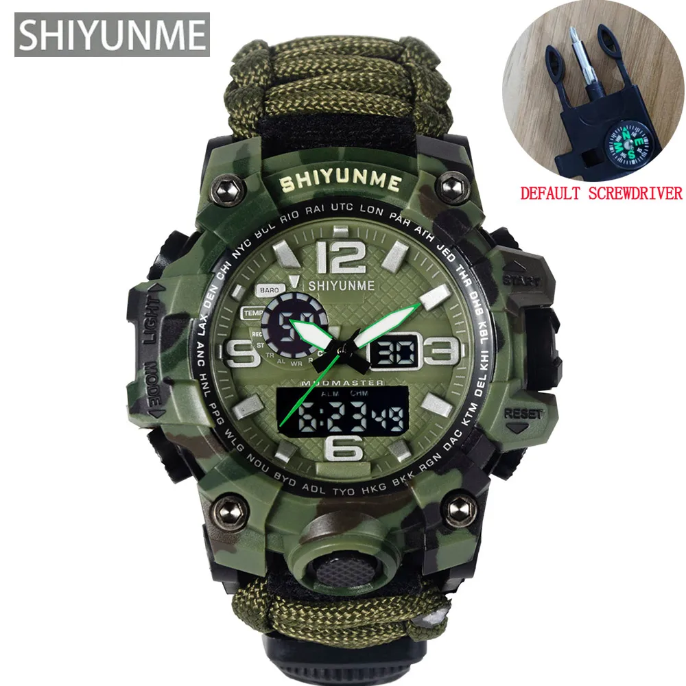 Men Camouflage Military Sports Digital Watches Compass Outdoor Survival Multi-function Waterproof Men's Watch Relogio Masculino 