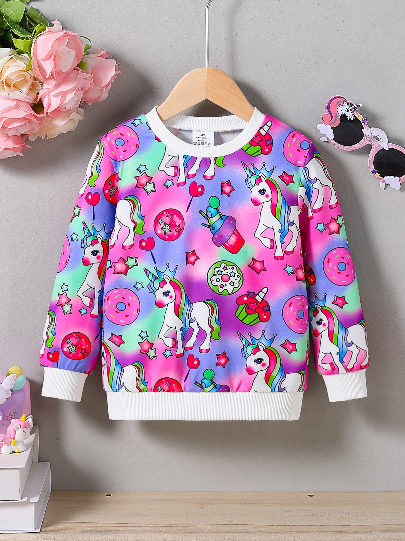 Children Clothing Autumn Girls Fashion Trend Knitted Round Neck Cartoon Multi-color Printed Long Sleeved Single Piece