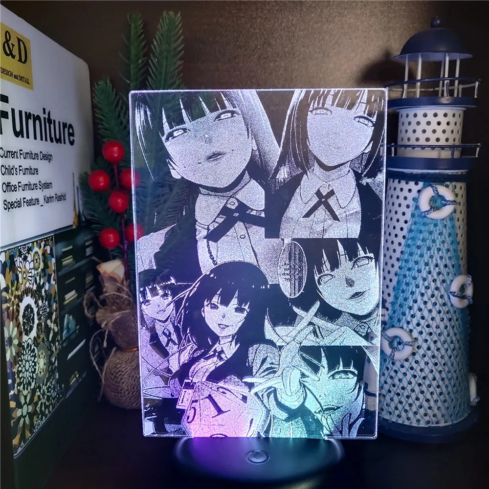 

Аниме Kakegurui 3D лампа Meari Saotome светодиодный ночники Yumeko Jabami манга Настольная лампа для спальни Декор Ночник подарок для детей лампа