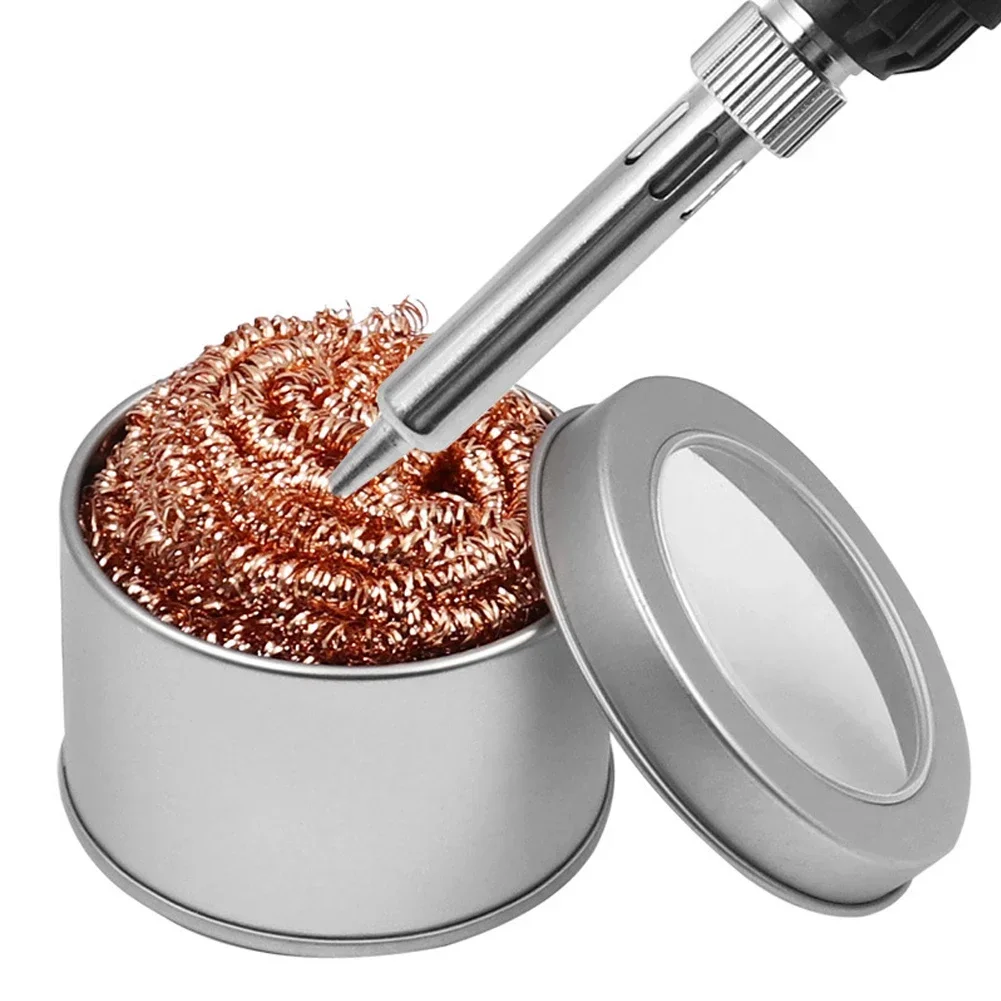 Soldering Iron Tip Cleaner Soldering Iron Tip Cleaner Welding Soldering Iron Tip Cleaning Copper Wire Cleaner Ball with Sponge and Holder No Water Needed