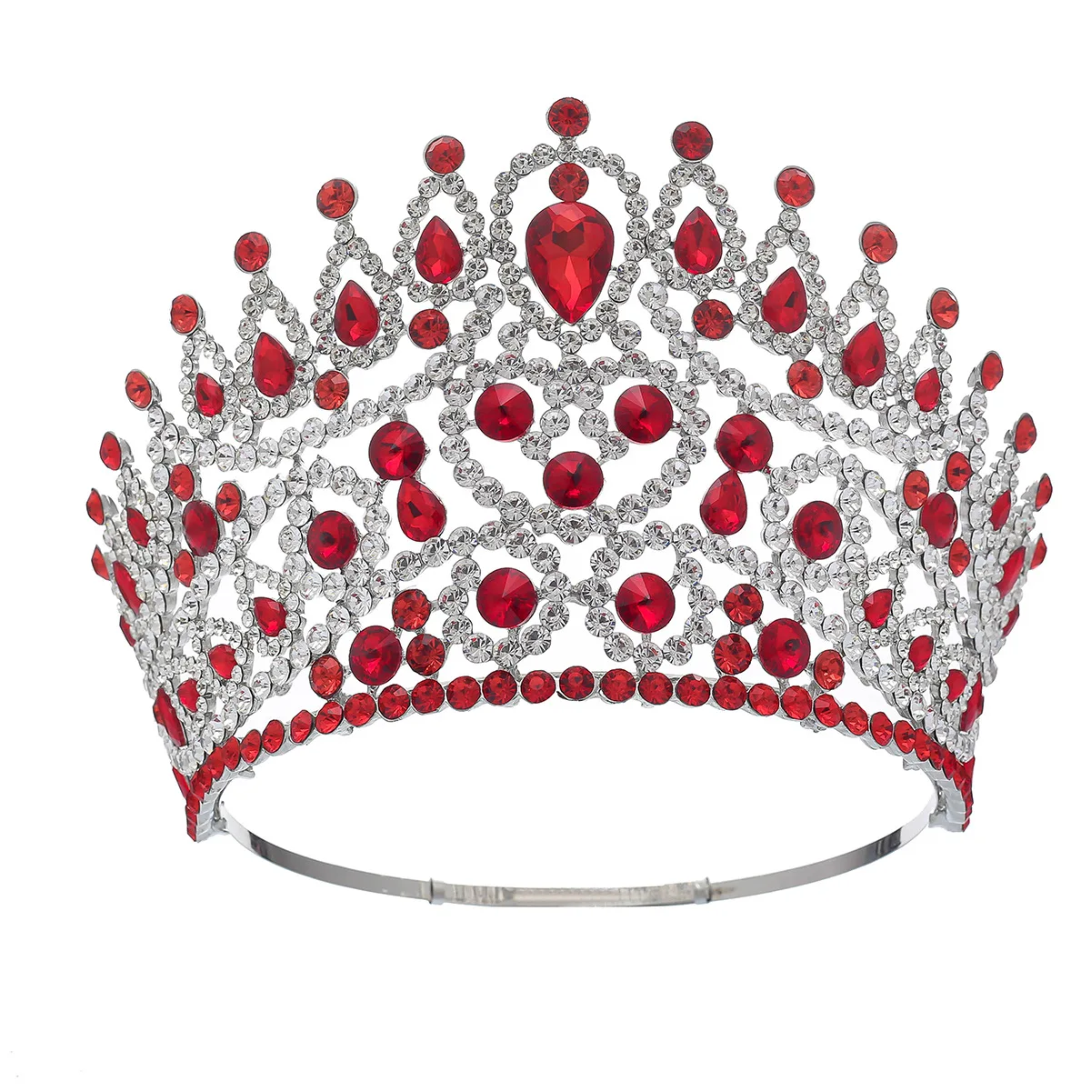 

Royal Queen Big Tiaras Red Blue Crystal Miss Universe Alloy Metal Women Medieval Crowns Witch Pageant Diadem Costume Headpieces