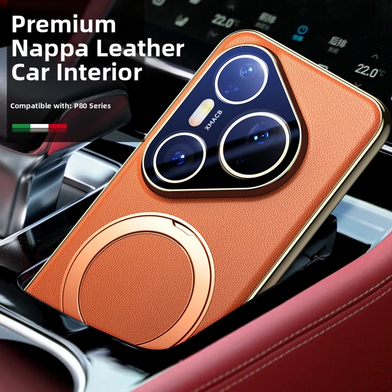 Magnetic Leather Case with 360° Rotating Stand & Shockproof Design - Includes Glass Lens Film