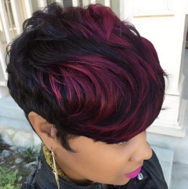 57 Cute Hair Colours and Hairstyles : Shag Burgundy