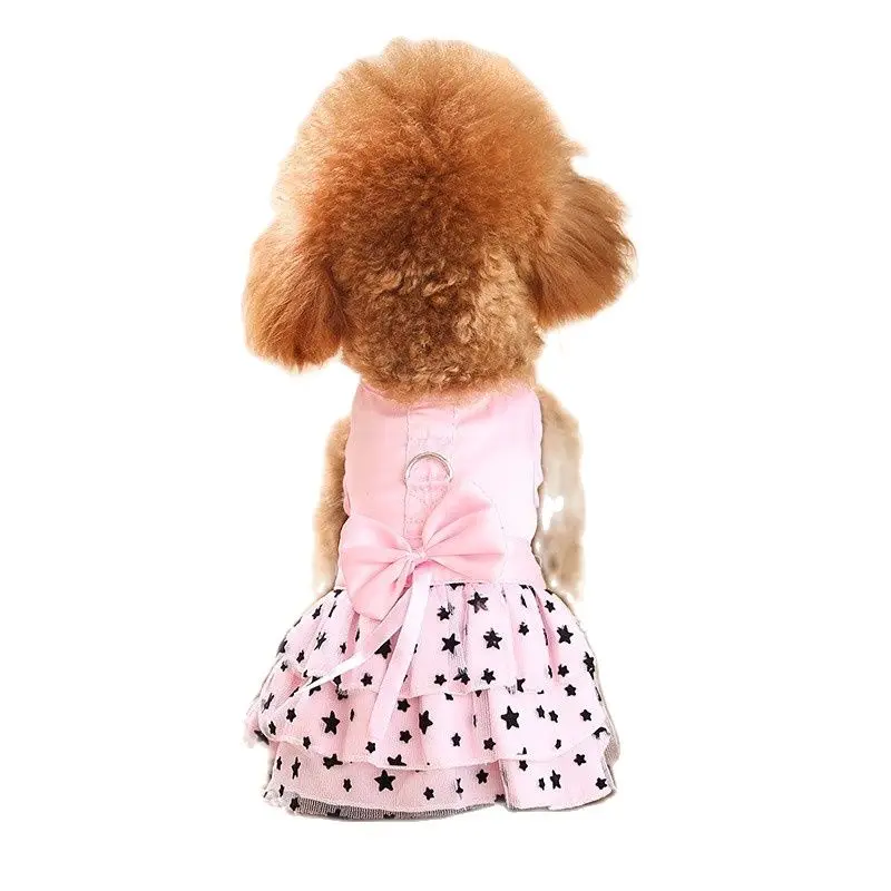 Spring Summer Dog Harness Dresses Pet Princess Dress Clothing For Dogs