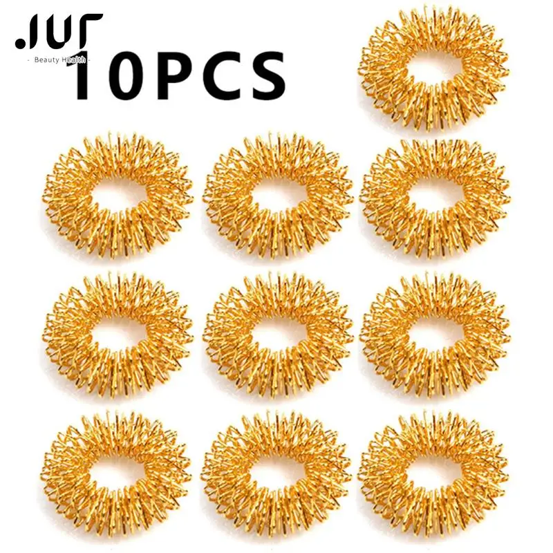 

10pcs/Lot Hot Sale Finger Massage Sujok Ring Acupuncture Ring Health Care Body Massage Chinese Medicine Color Gold