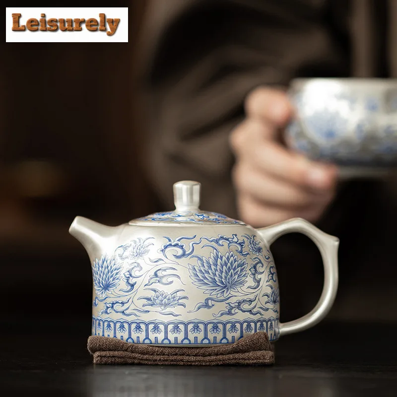 180ml Gilt Silver Step-by-step Lotus Well-railing Teapot Elegant Tea Infuser Pot Tea Soaking Kettle With Ball Hole For Tea Craft