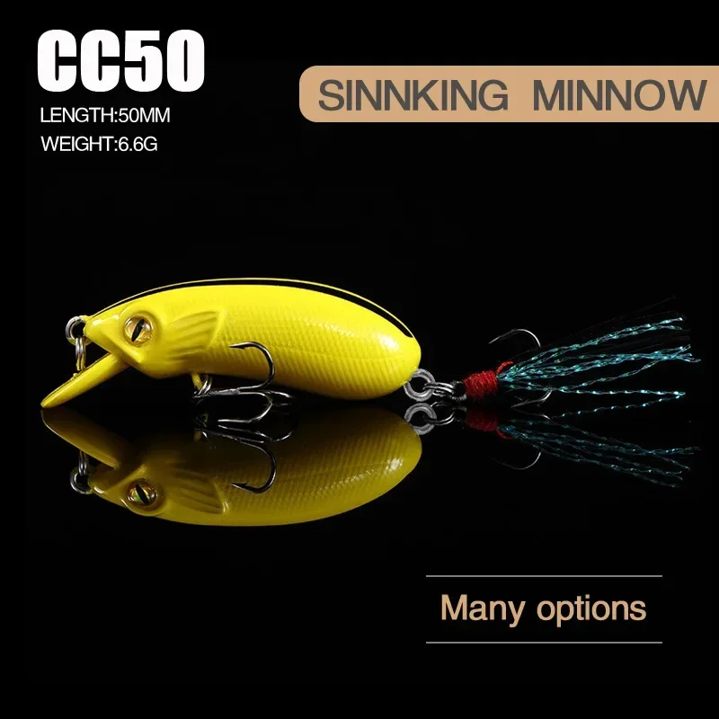 

Lurefans CC50 CC60 Fast Sinking Minnow Fishing Lure 6.6g Mute Artificial Wobbler Crankbait For Bass Trout Pike Fish Hard Bait