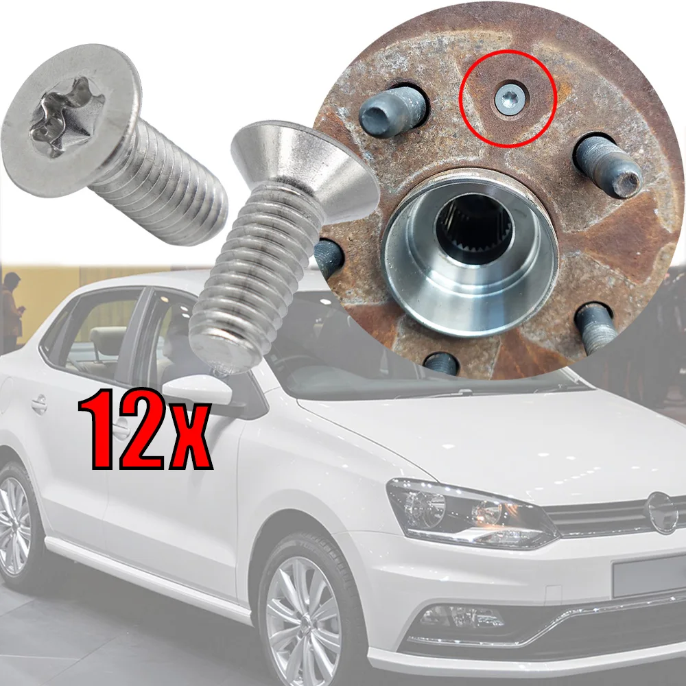 

12X Hex Socket Countersunk Bolt FOR VW GOLF MK1 MK2 MK3/4 CADDY SCIROCCO Brake Rotor Disc Retaining Screw Stainless Steel Spare