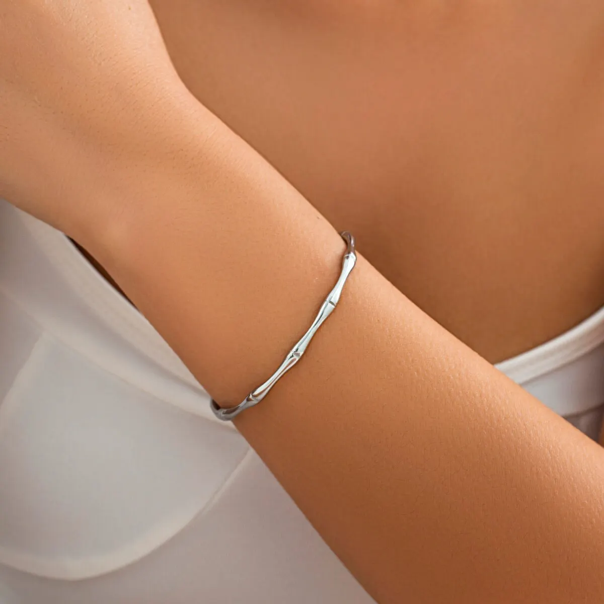 Punk Gold Color Bamboo Joint Open Cuff Bangles 2023 Trend