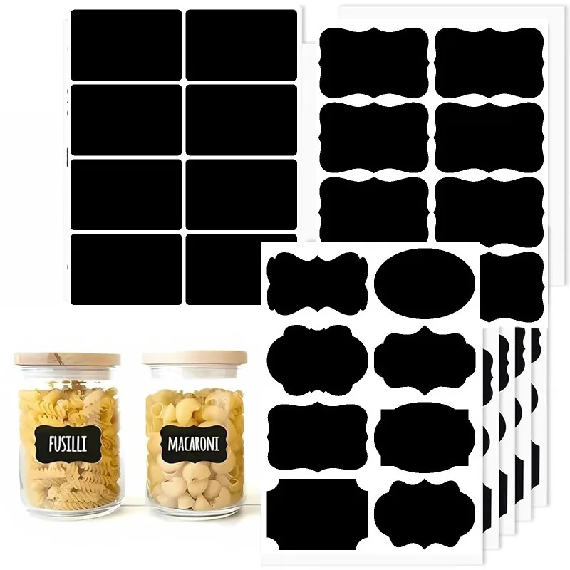 Erasable Chalkboard Labels 120pcs Assorted Shapes Removable Label Stickers Storage Bins Jars Bottle Labels Food Label Craft
