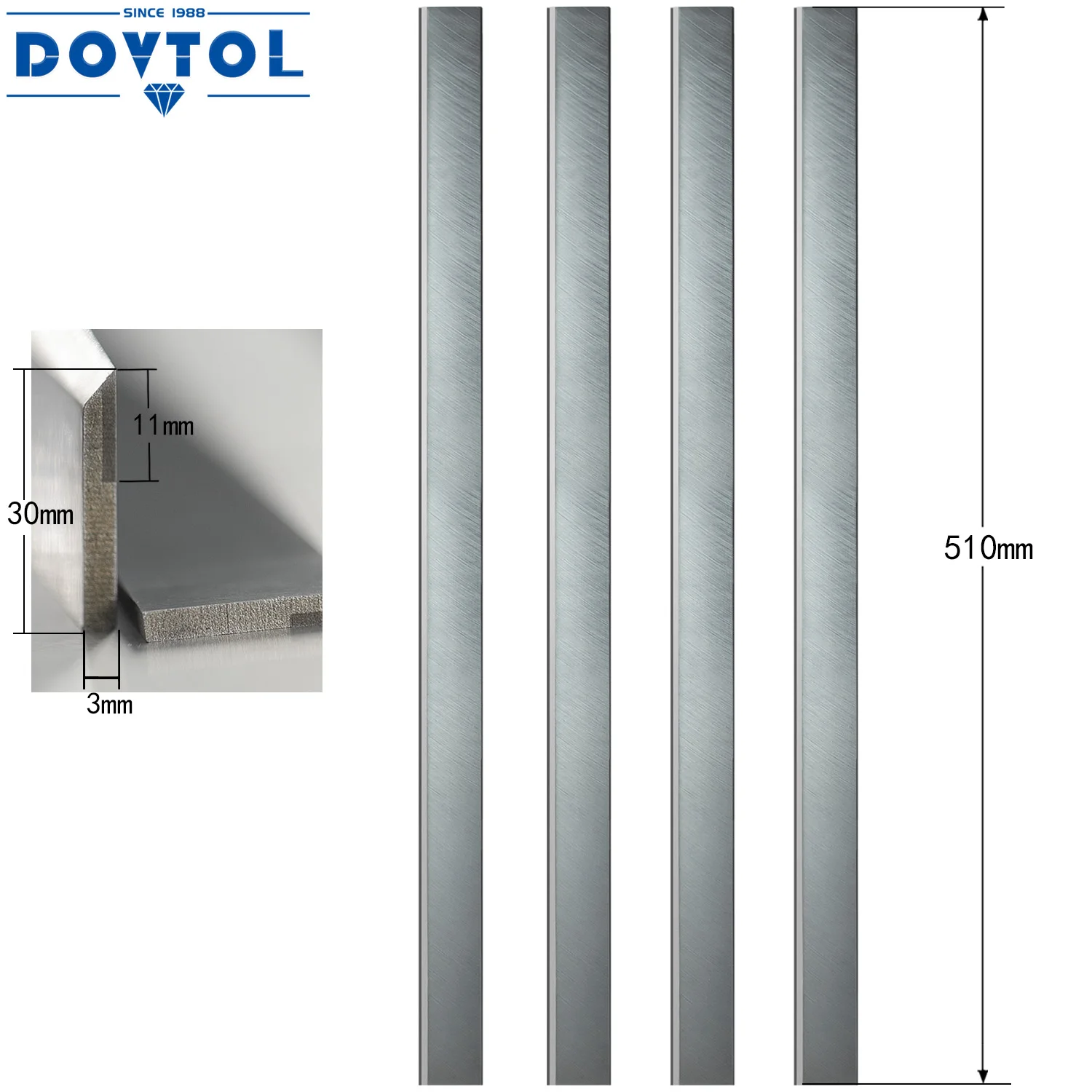 TCT Gyalu pengék 510x30x3mm jointer Mérő 4db állítsa Kicserélés számára 4-side Gyalu Függőléges Őrlés Magas légnyomású levegő sebesség Ruhásszekrény Gyalu  stb