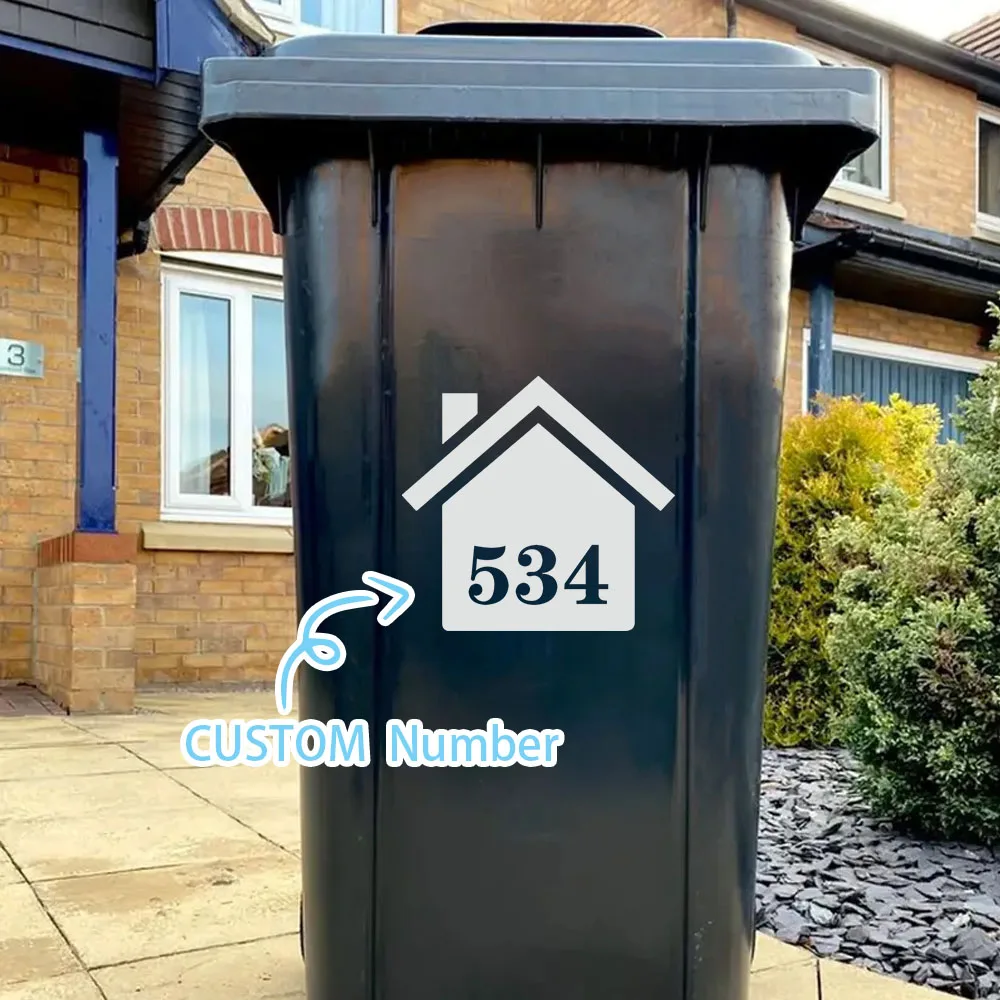 1pc Cool Customized Number Trash Can Identification Vinyl Waterproof, Abrasion-resistant, Season-resistant Stickers Indoor and O 1