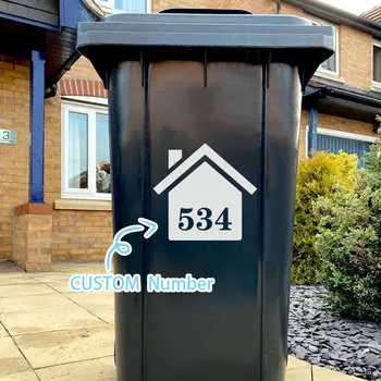 1pc Cool Customized Number Trash Can Identification Vinyl Waterproof, Abrasion-resistant, Season-resistant Stickers Indoor and O 1