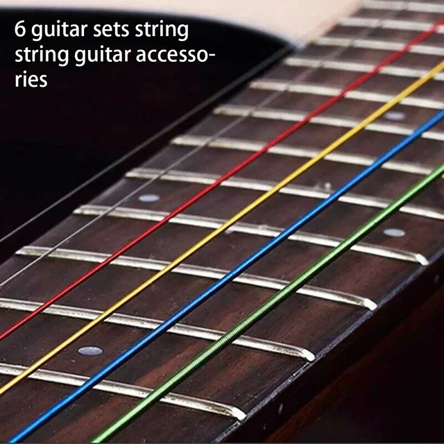 6PCS Acoustic Guitar Strings Universal E-A String Wear-resistant Instrument Accessory Sufficient Gears Colorful String 1