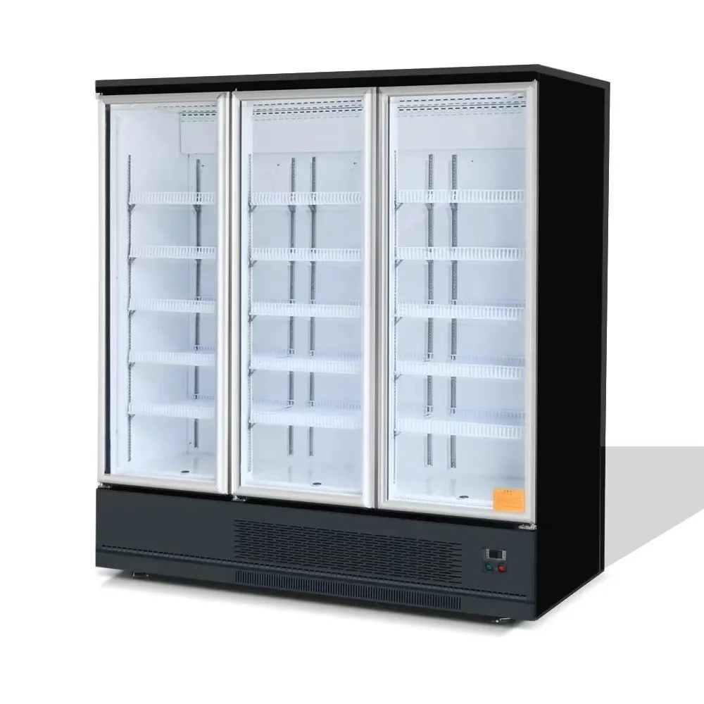 Air-Cooled Display Freezer with Compressor Glass Door Supermarket Fridge for Ice Cream and Drinks Cooler Refrigerator in One