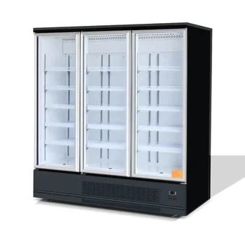 Air-Cooled Display Freezer with Compressor Glass Door Supermarket Fridge for Ice Cream and Drinks Cooler Refrigerator in One
