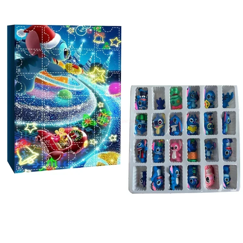 

Christmas Advent Calendar Stitch 24 Days Gift Box Lilo Stitch Pvc Figurines Stitch Anime Figures Model Countdown Toys Children