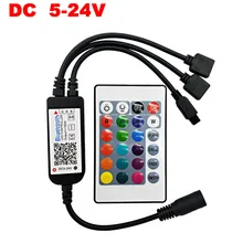 

24key LED Infrared Bluetooth RGB Controler 1 to 2 Controller IR Remote Dimmer DC 5-24V For Smartphone APP dimming lamp