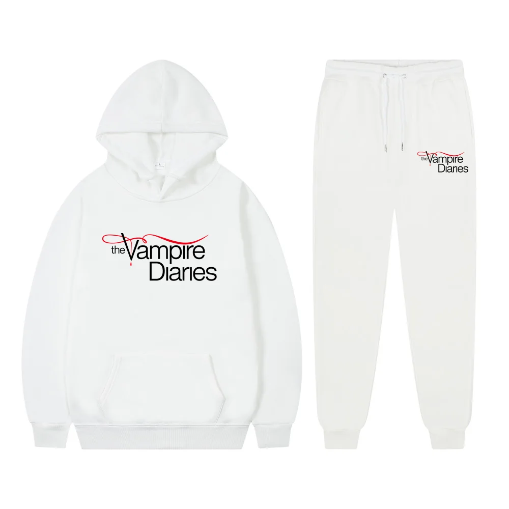 

2022 Spring Autumn Men's Casual Jogger Sets New Fashion The Vampire DiariesPrinting Sweatshirt Male Long Sleeve Hoodie+Pants
